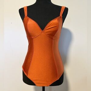 Burnt Orange Sexy Thong Bodysuit by Out From Under (Urban Outfitters); Small